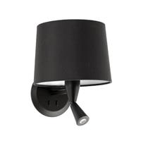 FARO BARCELONA Wandlamp Conga met LED leeslampje, zwart