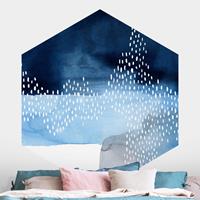 Klebefieber Hexagon Fototapete selbstklebend Abstrakter Wasserfall
