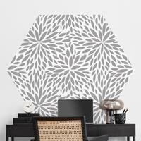 Klebefieber Hexagon Mustertapete selbstklebend Natürliches Muster Blumen in Grau