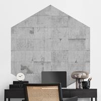 Klebefieber Hexagon Fototapete selbstklebend Beton Ziegeloptik grau