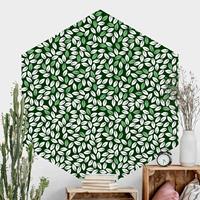 Klebefieber Hexagon Mustertapete selbstklebend Natürliches Muster Blätterregen in Grün
