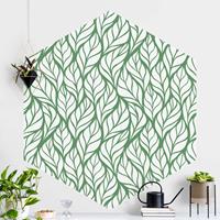 Klebefieber Hexagon Mustertapete selbstklebend Natürliches Muster große Blätter auf Grün