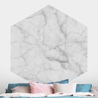 Klebefieber Hexagon Fototapete selbstklebend Bianco Carrara