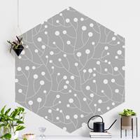 Klebefieber Hexagon Mustertapete selbstklebend Natürliches Muster Wachstum mit Punkten auf Grau