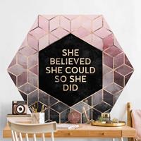 Klebefieber Hexagon Mustertapete selbstklebend She Believed She Could Rosé Gold