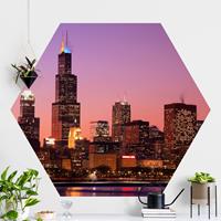 Klebefieber Hexagon Fototapete selbstklebend Chicago Skyline