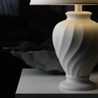 EULUNA Tischleuchte Vortice aus Keramik, weiß