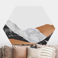 Klebefieber Hexagon Fototapete selbstklebend Landschaft in Marmor und Kupfer