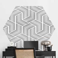 Klebefieber Hexagon Mustertapete selbstklebend 3D Muster mit Streifen in Silber