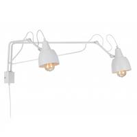 Euluna Wandlamp 1002 met stekker, 2-lamps, wit