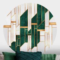 Klebefieber Runde Tapete selbstklebend Emerald und Gold Geometrie