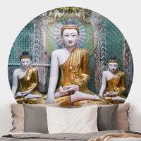 Klebefieber Runde Tapete selbstklebend Buddha Statuen