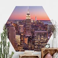 Klebefieber Hexagon Fototapete selbstklebend Sonnenuntergang Manhattan New York City