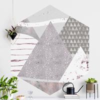 Klebefieber Hexagon Mustertapete selbstklebend Abstrakte Berglandschaft Pastellmuster