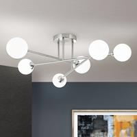 Orion Deckenlampe Snowwhite mit Gestänge, 6fl., nickel