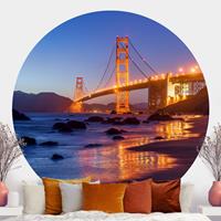 Klebefieber Runde Tapete selbstklebend Golden Gate Bridge am Abend