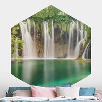 Klebefieber Hexagon Fototapete selbstklebend Wasserfall Plitvicer Seen