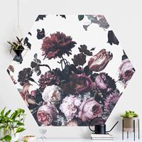 Klebefieber Hexagon Fototapete selbstklebend Altmeisterlicher Blumenrausch mit Rosen Bouquet