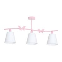 EULUNA Plafondlamp Alice, roze, drie witte stoffen kappen