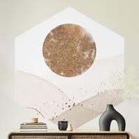 Klebefieber Hexagon Mustertapete selbstklebend Aquarell Landschaft Sonnensturm