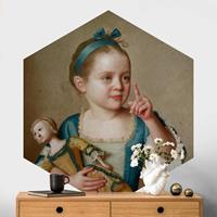 Klebefieber Hexagon Fototapete selbstklebend Jean Etienne Liotard - Mädchen mit Puppe