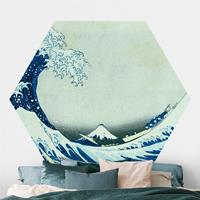 Klebefieber Hexagon Fototapete selbstklebend Katsushika Hokusai - Die grosse Welle von Kanagawa