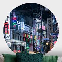 Klebefieber Runde Tapete selbstklebend Nachtleben von Seoul