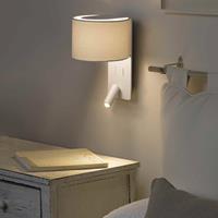 FARO BARCELONA Wandlamp Fold met LED leeslampje, wit