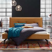 TopDesign Niedriges Bett in Ocker Samt modern