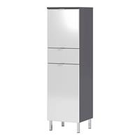 Badezimmer Midi-Schrank MACUL-01 Seitenschrank in Graphit und Hochglanz weiß - BxHxT ca. 34x120x34cm