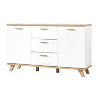 Sideboard SOSLO-01 supermatt weiß, Sanremo Eiche, B x H x T: ca. 144 x 87 x 40 cm