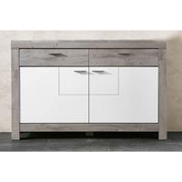 Modernes Sideboard in weiß matt und Haveleiche Nb. GRONAU-55 BxHxT: 156x100x42cm