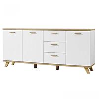 Sideboard SOSLO-01 supermatt weiß, Sanremo Eiche, B x H x T: 196 x 87 x 40 cm