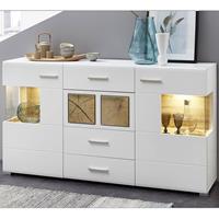 Sideboard inkl. LED-Beleuchtung in matt weiß mit Eiche-Altholz FARO-36 B/H/T 170x94x42cm