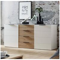 Wohnzimmer Sideboard MADEIRA-36 in weiß supermatt mit Eiche Artisan Nb., B/H/T ca. 180/90/44cm