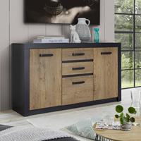 Wohnzimmer Sideboard modern BAKU-61 in Fresco anthrazit mit Kastanienbraun, BxHxT: ca. 153x88x42 cm