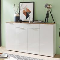 Sideboard VICTORIA-01 Hochglanz weiß, Navarra Eiche, B x H x T 180 x 105 x 40 cm