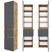 Seitenschrank Badezimmer LAURIA-03 in Wotaneiche Nb. mit matt grau, BxHxT: ca. 40x180x35 cm