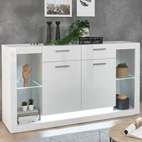 Sideboard in Hochglanz weiß MAILAND-61 inkl. LED-Beleuchtung B/H/T: 150/83/43cm