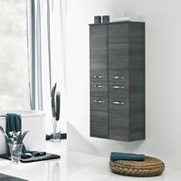 Badezimmer Highboard Midischrank ALINA-66 in Graphit Struktur, B/H/T: 60/141/33cm