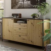 Industrial Stil Sideboard INDORE-10 in Artisan Eiche Nb./Stahl dunkel, B/H/T: ca. 163,5/91,5/40,5 cm