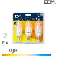 EDM Kit 3 LED Kerzenlampen 5w e14 3.200k 