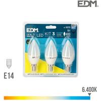 EDM Kit 3 Glühbirnen LED Kerze 5w e14 6.400k 