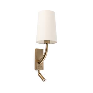 Faro Rem - wandverlichting met schakelaar - 16,5 x 21 x 61 cm - 4W LED incl. - beige en oud goud