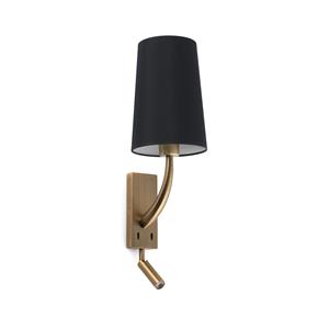 Faro Rem - wandverlichting met schakelaar - 16,5 x 21 x 61 cm - 4W LED incl. - zwart en oud goud