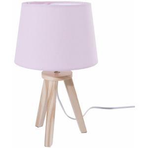 ATMOSPHERA Nachttischlampe für Kinderzimmer oder Schlafzimmer 31 cm rosa Holz und Stoff