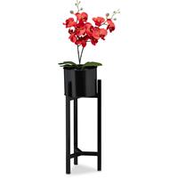 RELAXDAYS Blumentopf Ständer, Blumenständer inklusive Topf, modern, Pflanzenständer Metall, HxD: 60 x 21,5 cm, schwarz