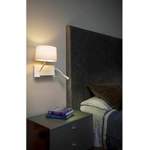 LICHT-TREND Schlafzimmer Wandleuchte Steel mit LED-Lesearm links Weiß