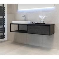 GLASDEALS Badmöbel Unterschrank REED-100 (HPL / beton) ohne Waschtisch