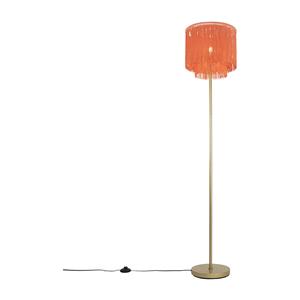 QAZQA Orientalische Stehlampe goldrosa Schirm mit Fransen - Franxa
